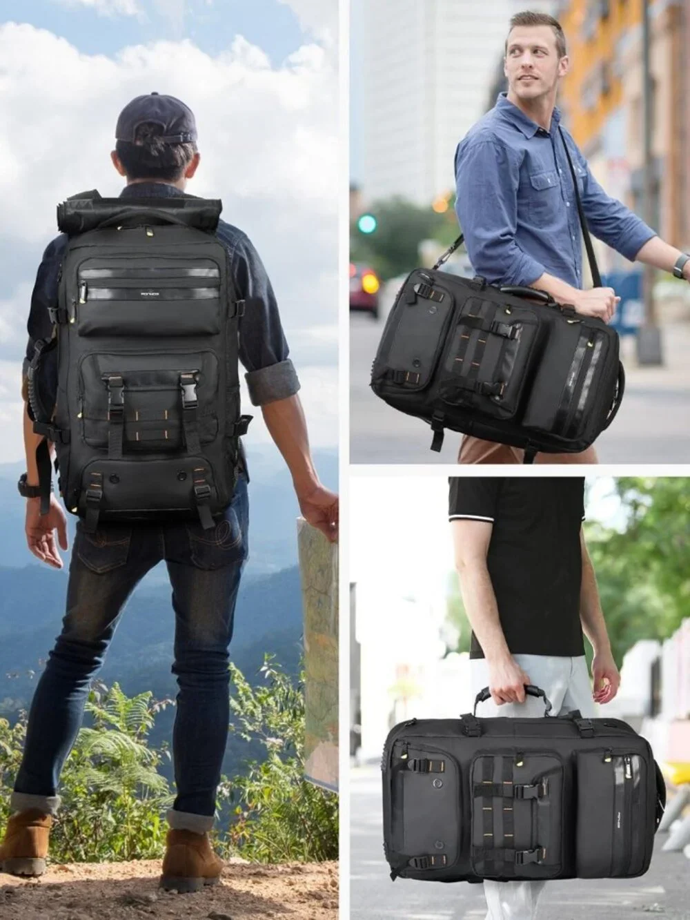 50L Travel Backpack & Duffle Bag - Flight Approved, Laptop Compartment, USB Port